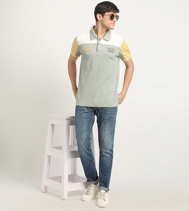 Color Block Logo Embroidered Polo T-Shirt