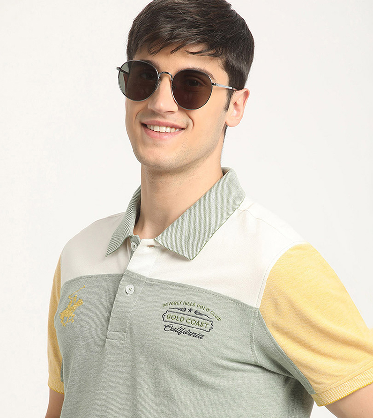 Color Block Logo Embroidered Polo T-Shirt