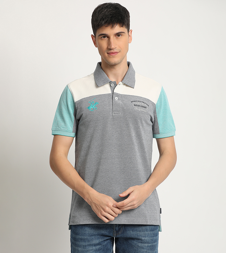 Color Block Logo Embroidered Polo T-Shirt