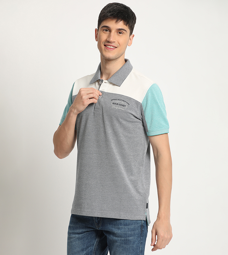 Color Block Logo Embroidered Polo T-Shirt