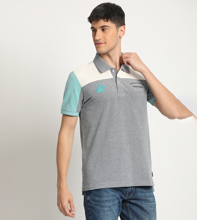 Color Block Logo Embroidered Polo T-Shirt
