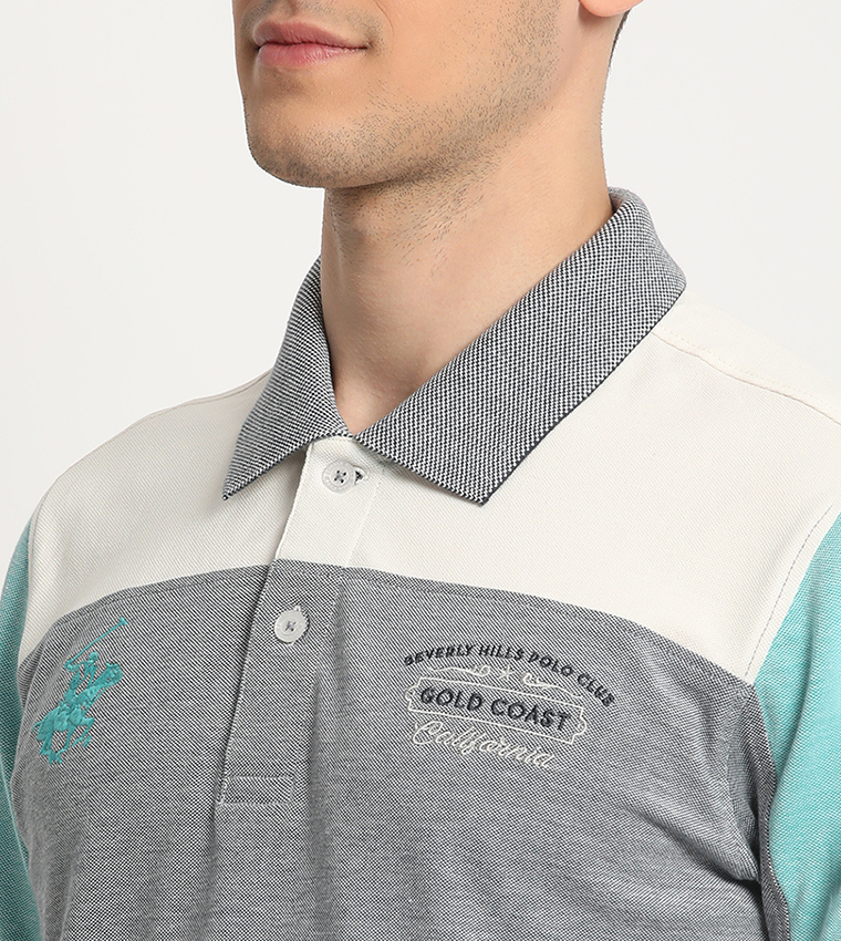 Color Block Logo Embroidered Polo T-Shirt
