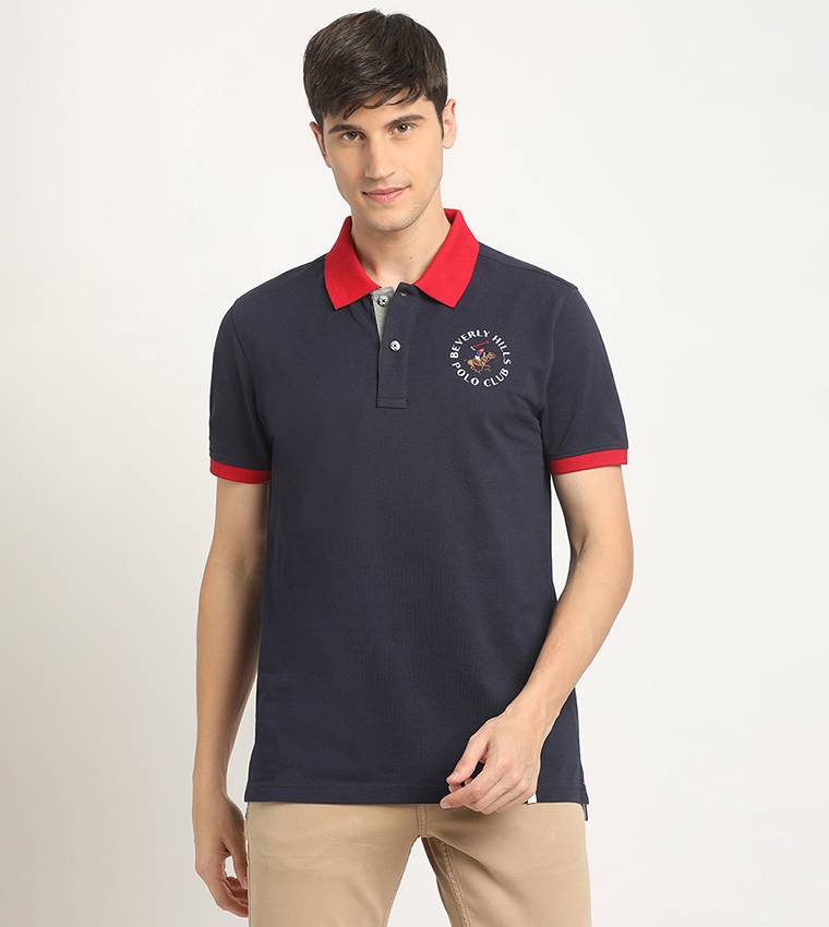 Logo Embroidered Contrast Collar Polo T-Shirt