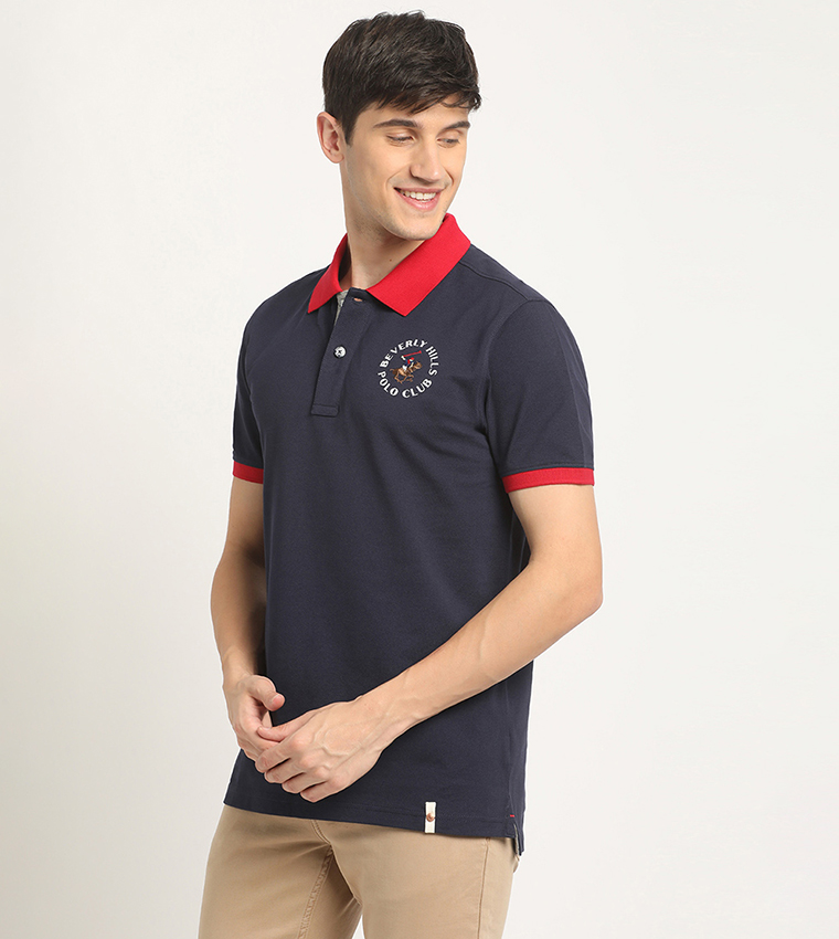 Logo Embroidered Contrast Collar Polo T-Shirt