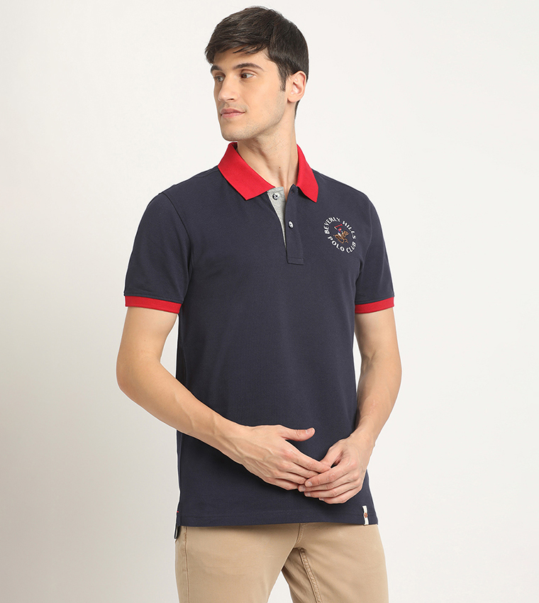 Logo Embroidered Contrast Collar Polo T-Shirt