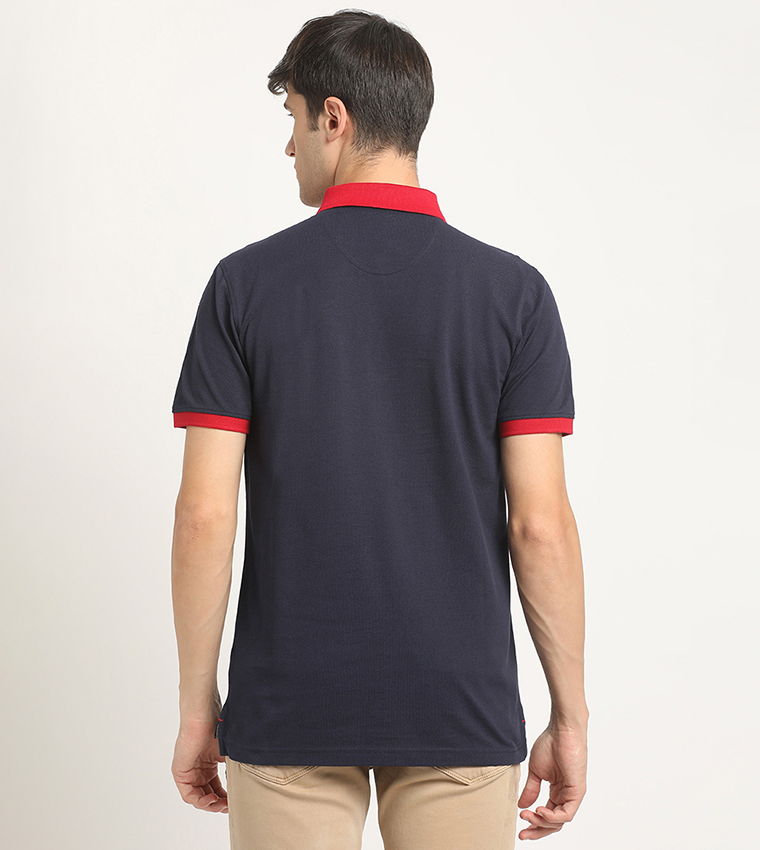 Logo Embroidered Contrast Collar Polo T-Shirt