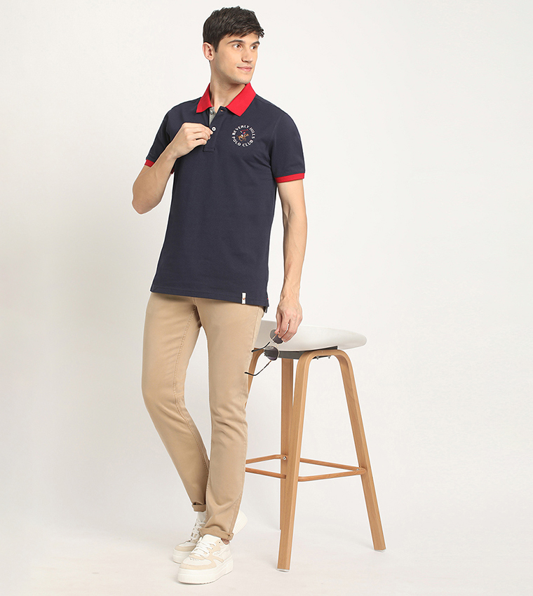 Logo Embroidered Contrast Collar Polo T-Shirt