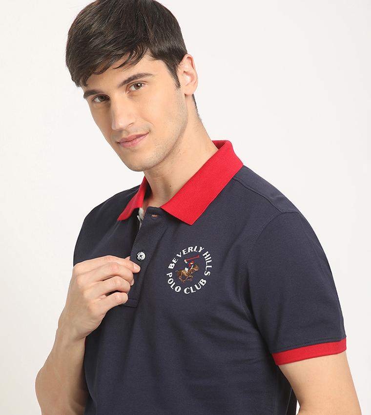 Logo Embroidered Contrast Collar Polo T-Shirt
