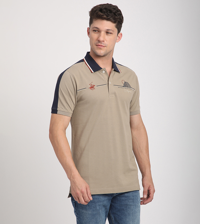 Logo Embroidered Contrast Detail Polo T-Shirt