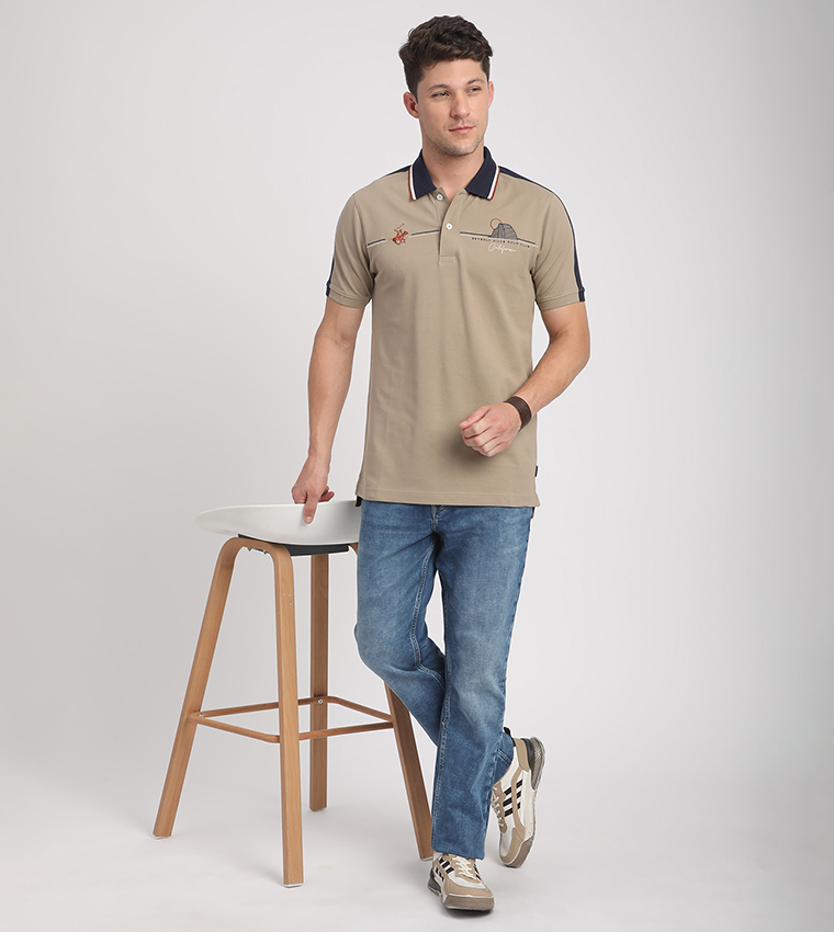 Logo Embroidered Contrast Detail Polo T-Shirt