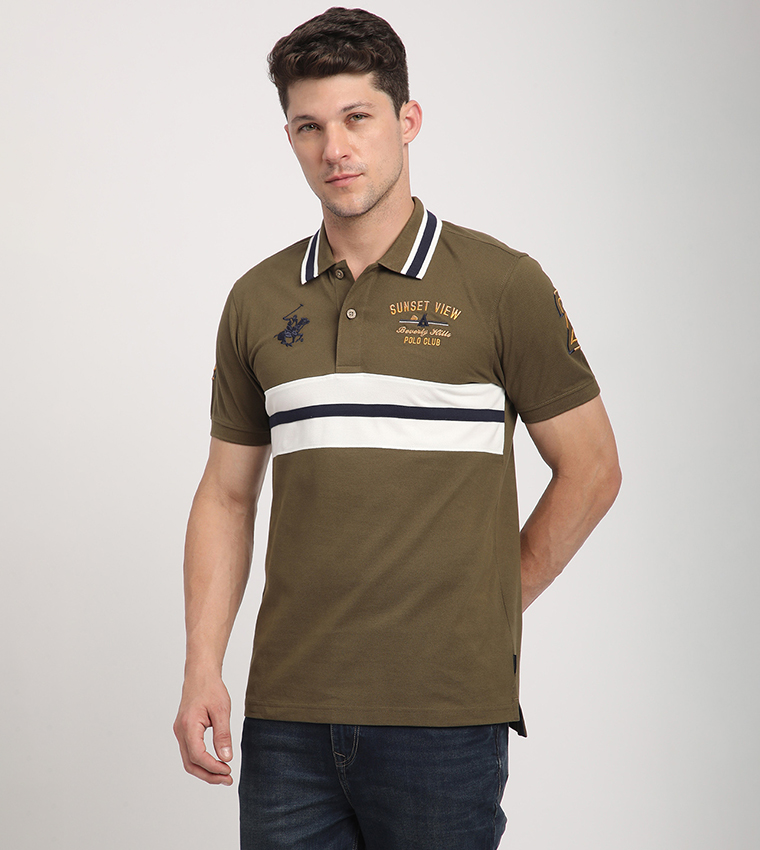 Logo Embroidered Color Block Polo T-Shirt