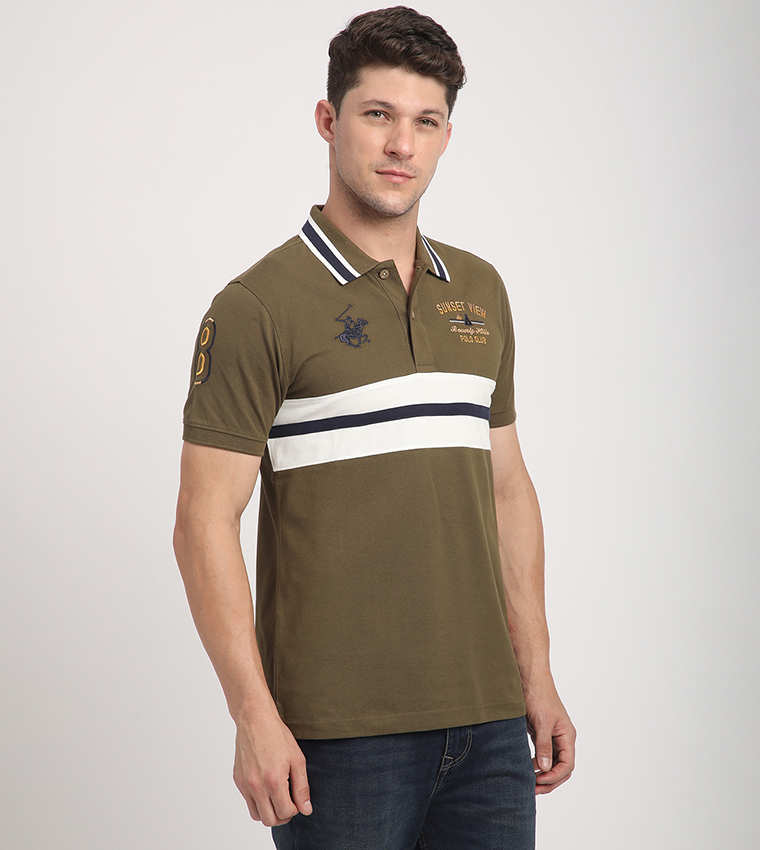Logo Embroidered Color Block Polo T-Shirt