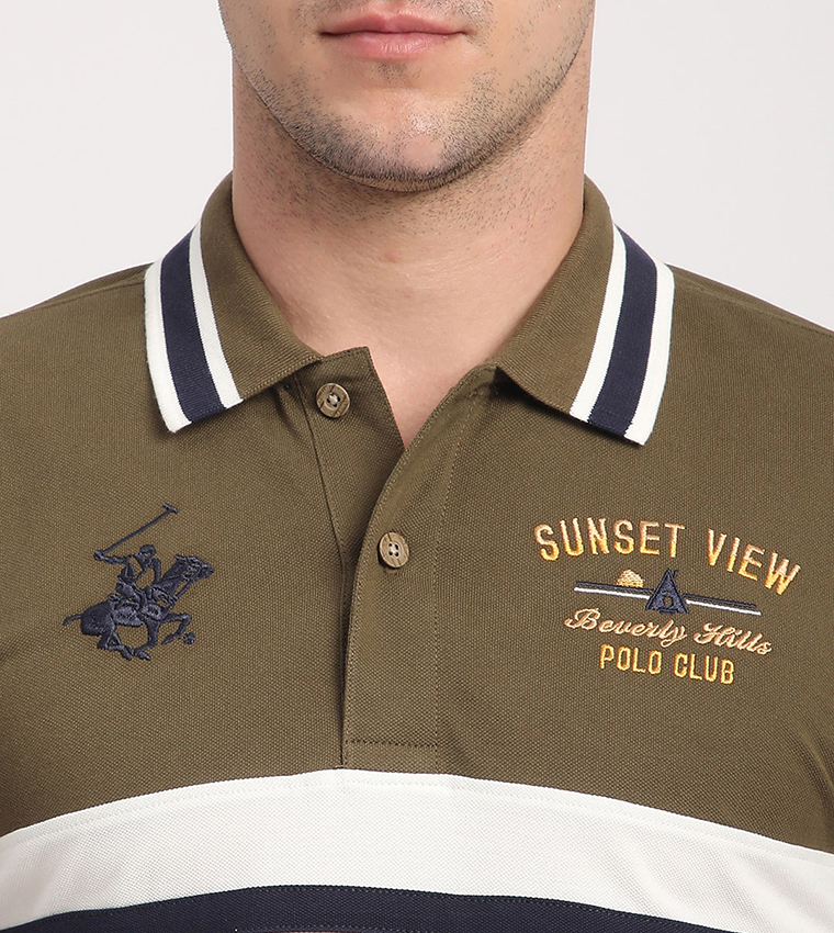 Logo Embroidered Color Block Polo T-Shirt