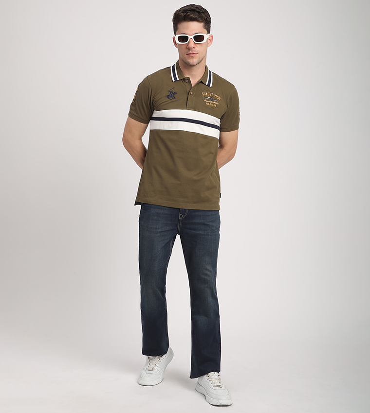 Logo Embroidered Color Block Polo T-Shirt