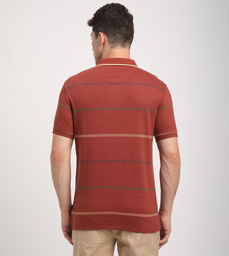 Striped Logo Embroidered Polo T-Shirt