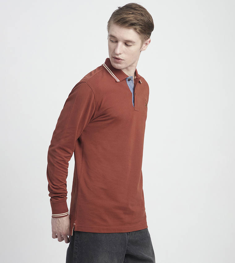 Logo Detail Long Sleeves Polo T-Shirt