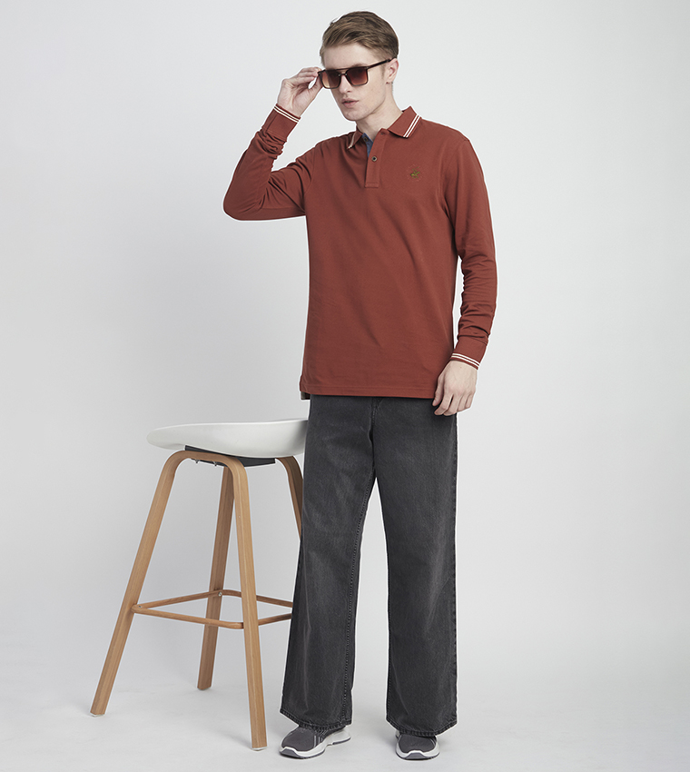 Logo Detail Long Sleeves Polo T-Shirt