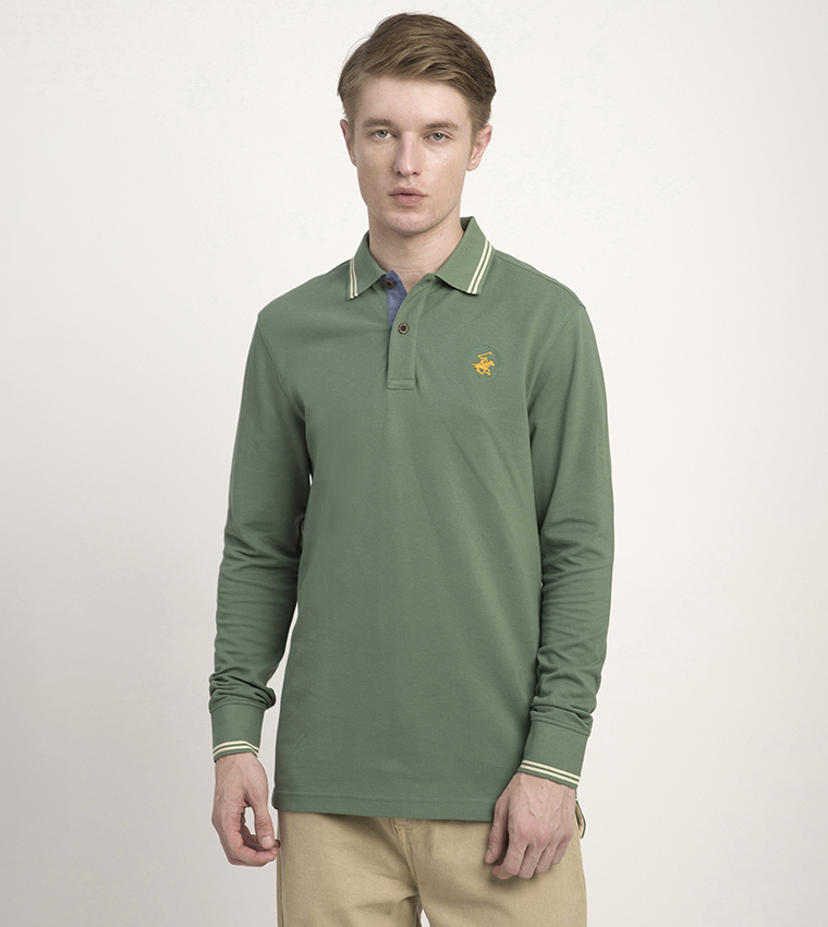 Logo Embroidered Long Sleeves Polo T-Shirt