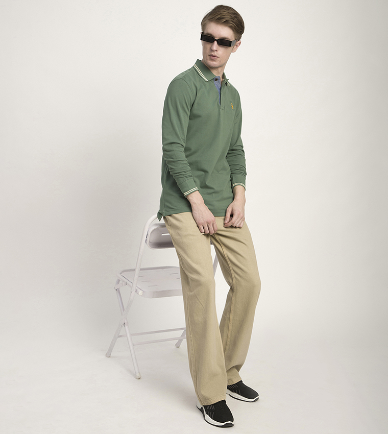 Logo Embroidered Long Sleeves Polo T-Shirt