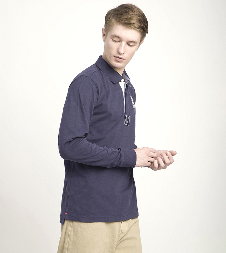 Logo Embroidered Long Sleeves Polo T-Shirt