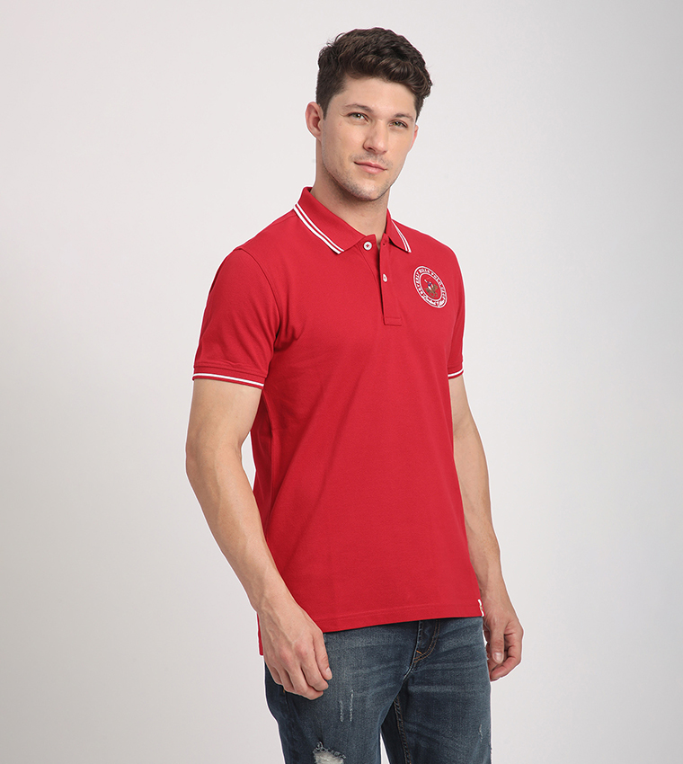 Logo Embroidered Contrast Trim Polo T-Shirt