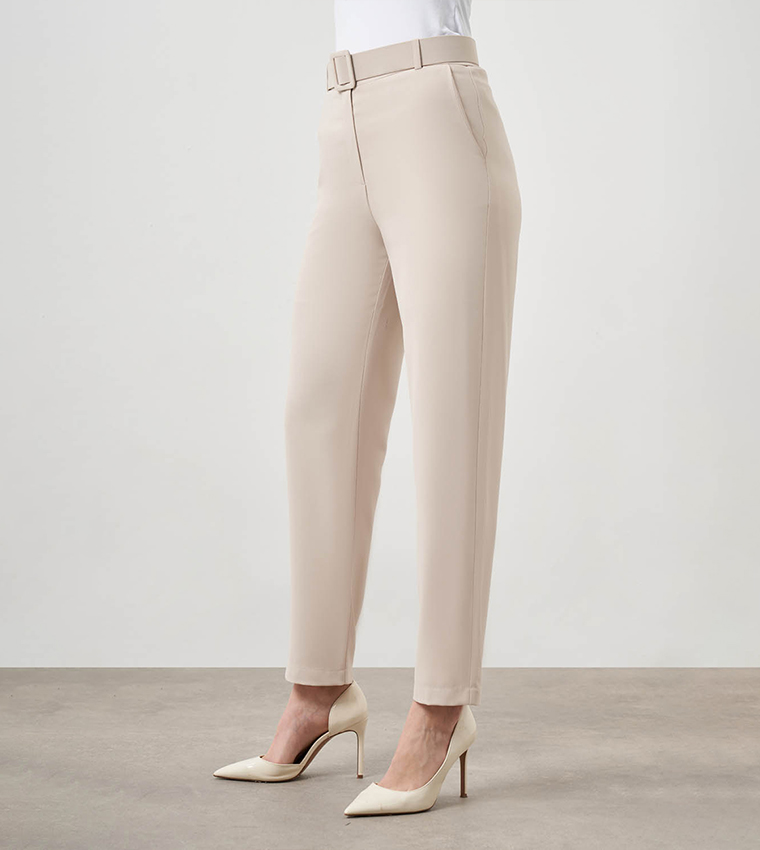 Belted Straight Fit Trousers