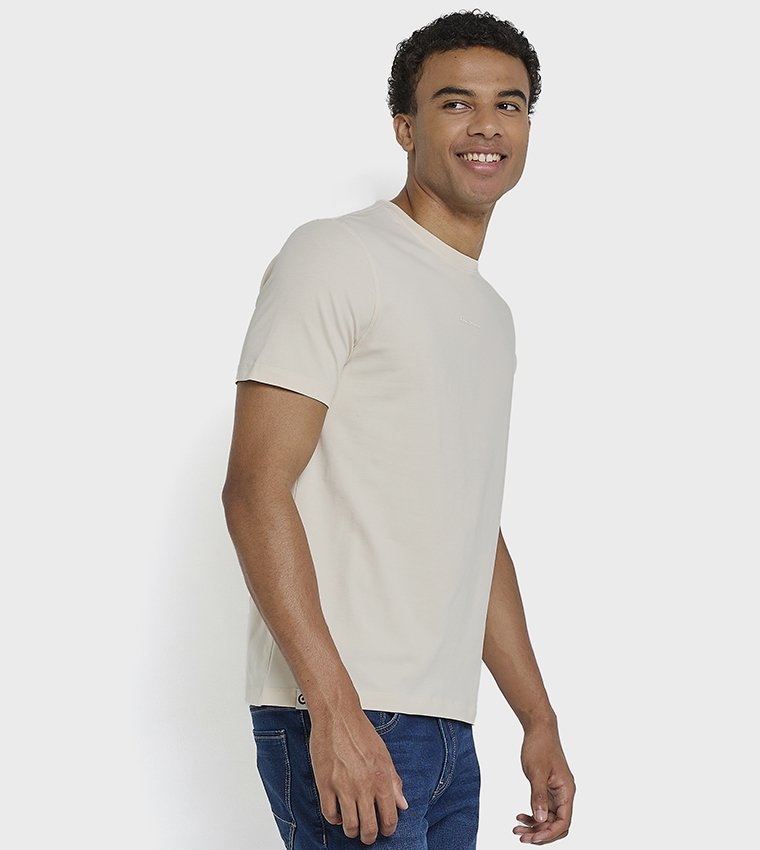 Logo Embroidered Crew Neck Cotton T-Shirt
