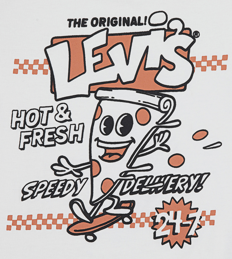 Speedy Pizza Logo Printed Crew Neck T-Shirt