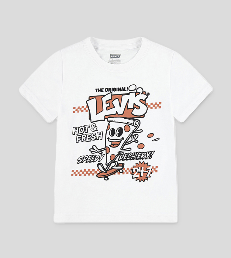 Speedy Pizza Logo Printed Crew Neck T-Shirt