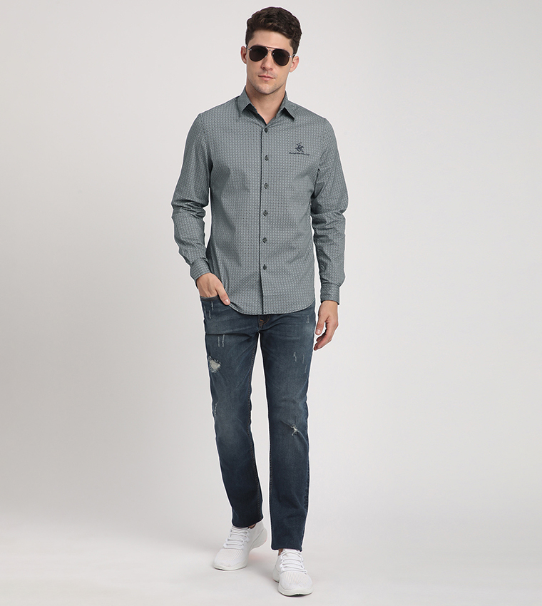 Logo Embroidered Long Sleeves Shirt