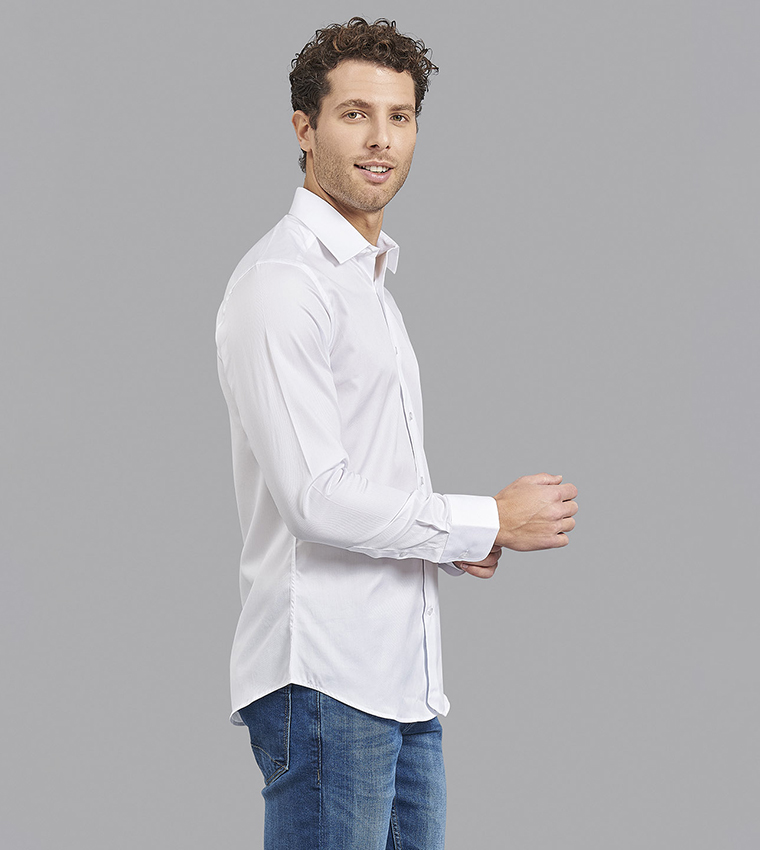 Buy Beverly Hills Polo Club Micro Jacquard Slim Fit Shirt In White |  6thStreet UAE
