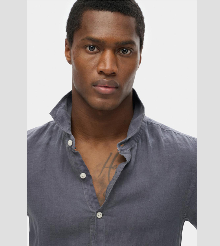 Solid Long Sleeves Linen Shirt