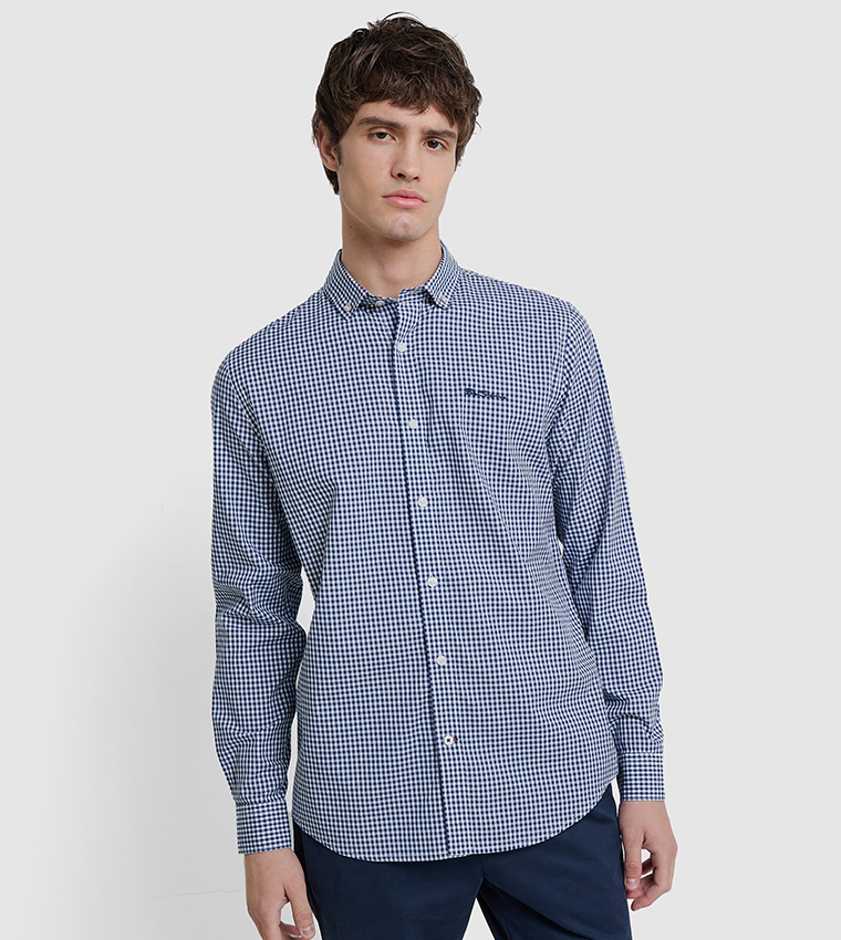 Gingham Button-Down Collar Shirt