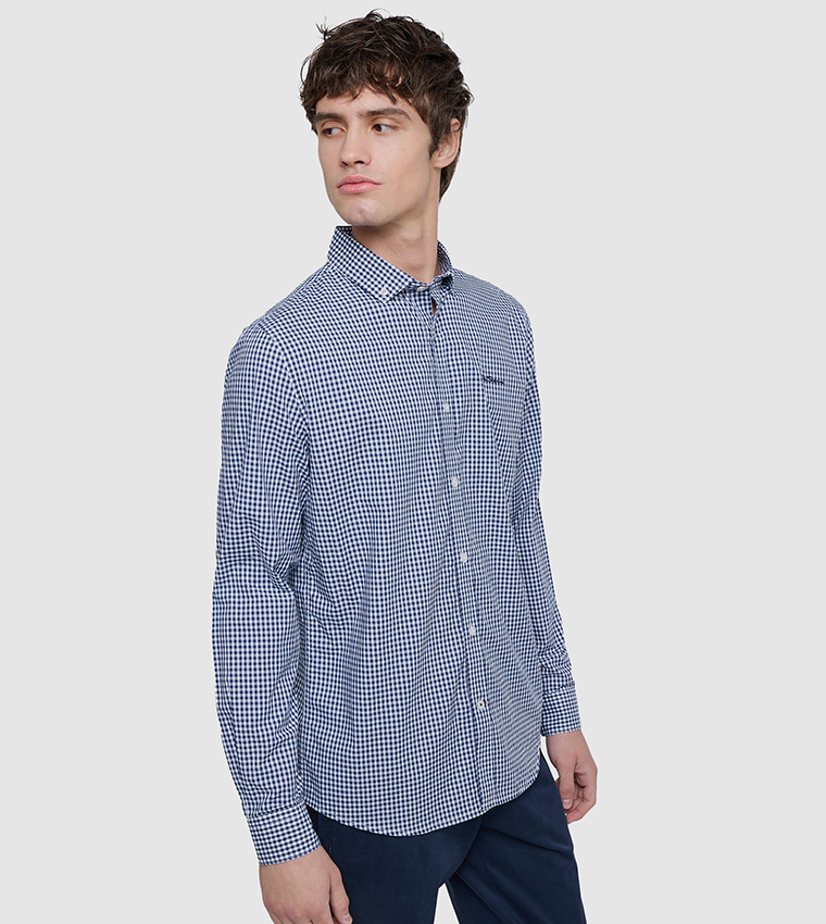 Gingham Button-Down Collar Shirt