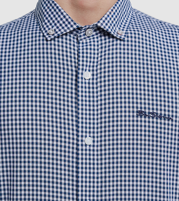 Gingham Button-Down Collar Shirt