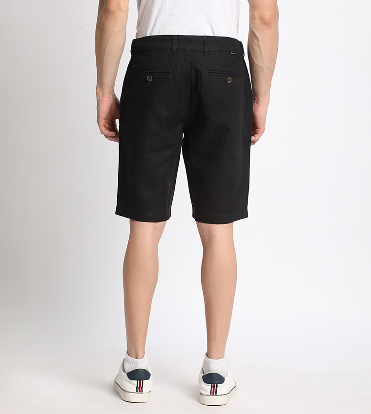 Solid Mid Rise Chino Shorts