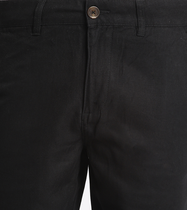 Solid Mid Rise Chino Shorts