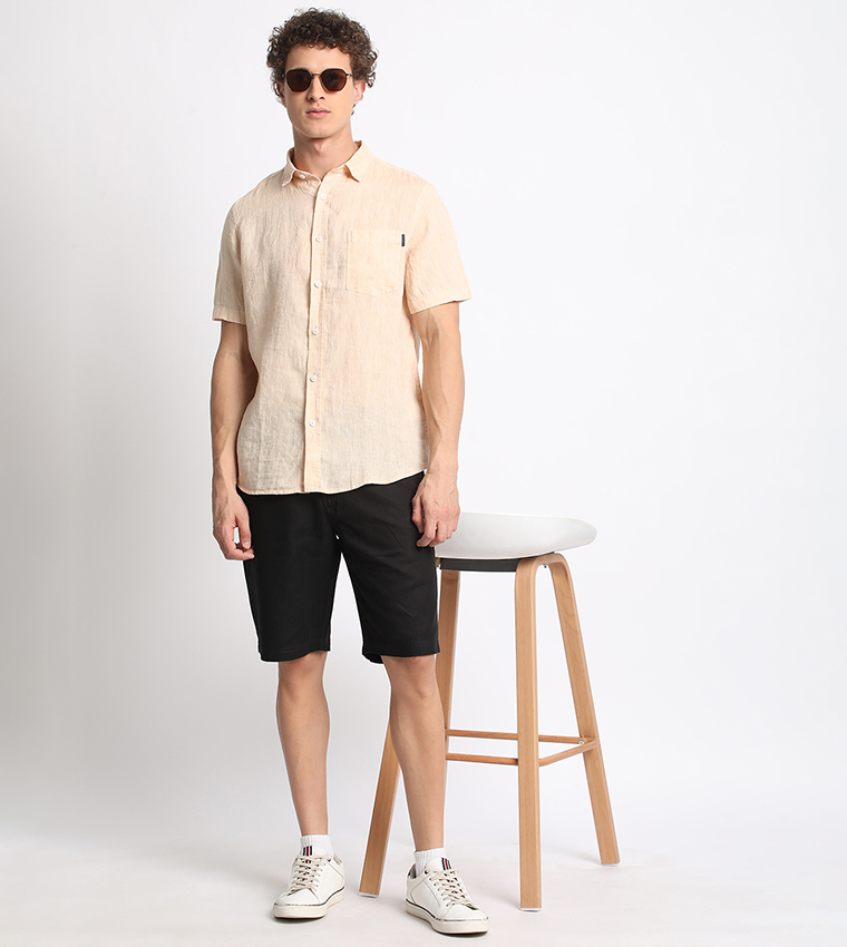 Solid Mid Rise Chino Shorts