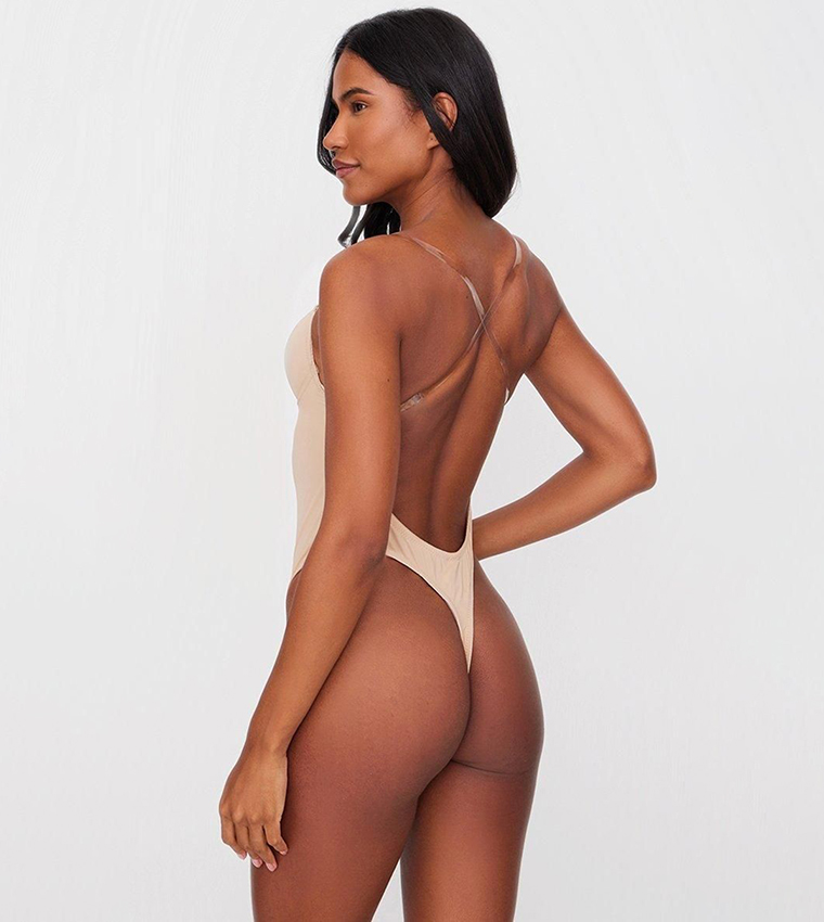 Solid Plunge Neck Shapewear
