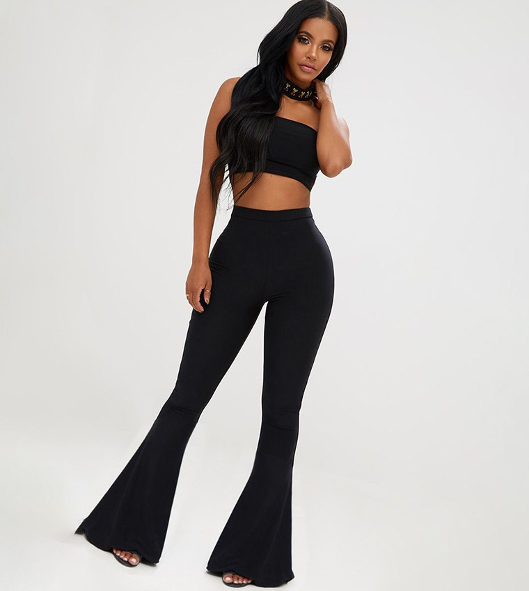 Shape Solid Slinky Flared Trousers