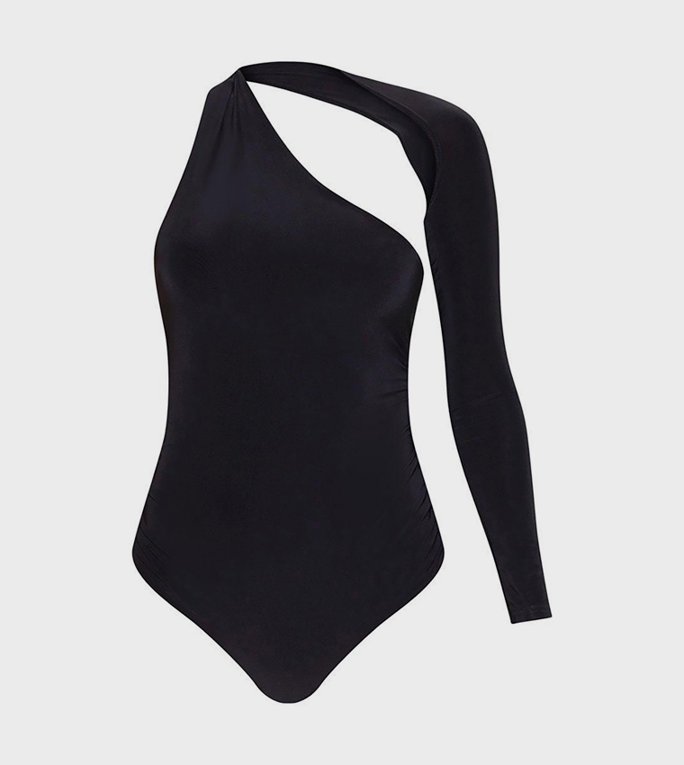 One Shoulder Asymmetric Bodysuit Top