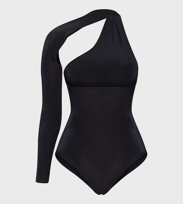 One Shoulder Asymmetric Bodysuit Top