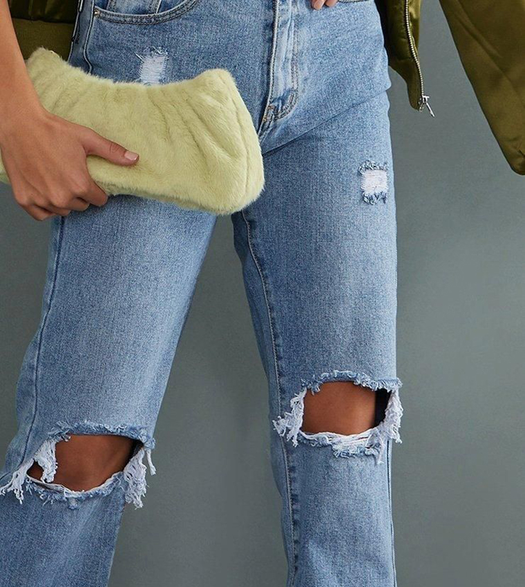 Buy PrettyLittleThing Tall Washed Ripped Long Leg Mid Rise