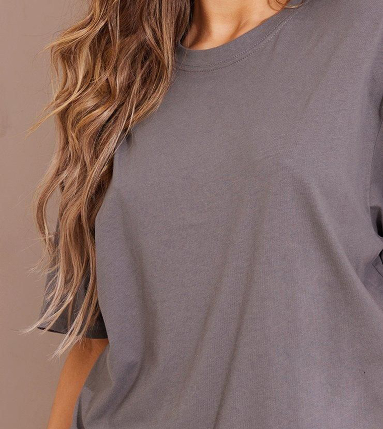 Cotton Solid Oversized T-Shirt