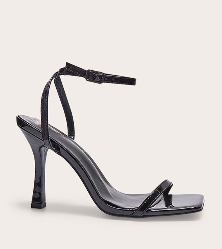 PU Square Toe Barely There Heel Sandals