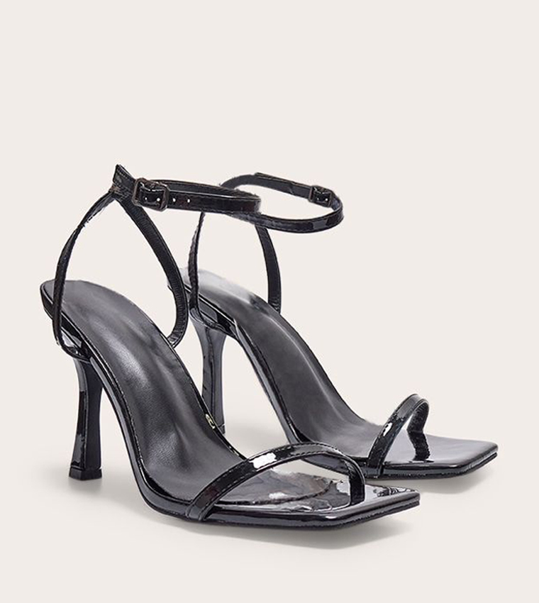PU Square Toe Barely There Heel Sandals