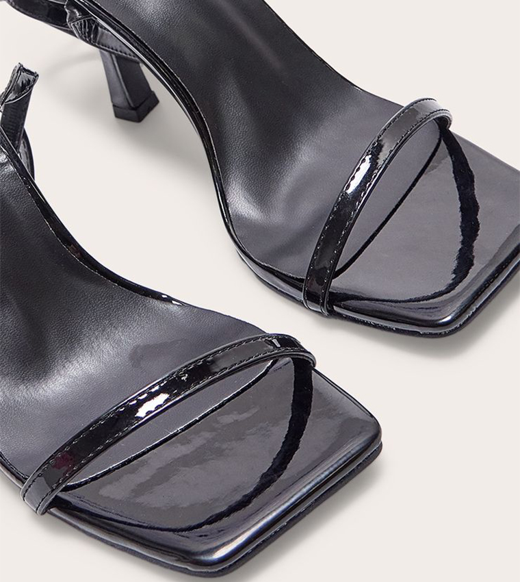 PU Square Toe Barely There Heel Sandals