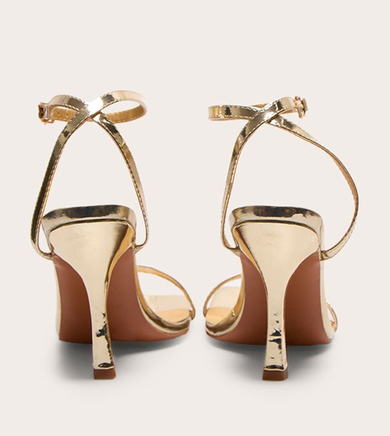 PU Square Toe Barely There Heel Sandals