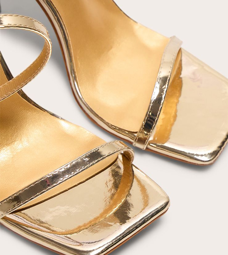 PU Square Toe Barely There Heel Sandals