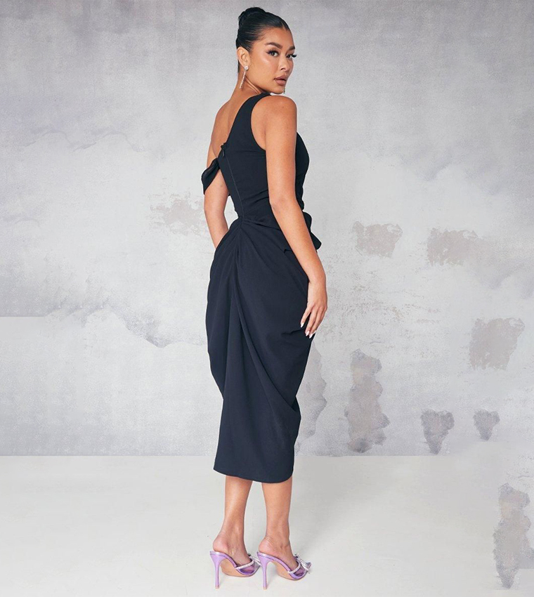 sachin and babi light blue dress Shop Black Chiffon Asymmetric Strap Draped Midi Dress Online in Libya